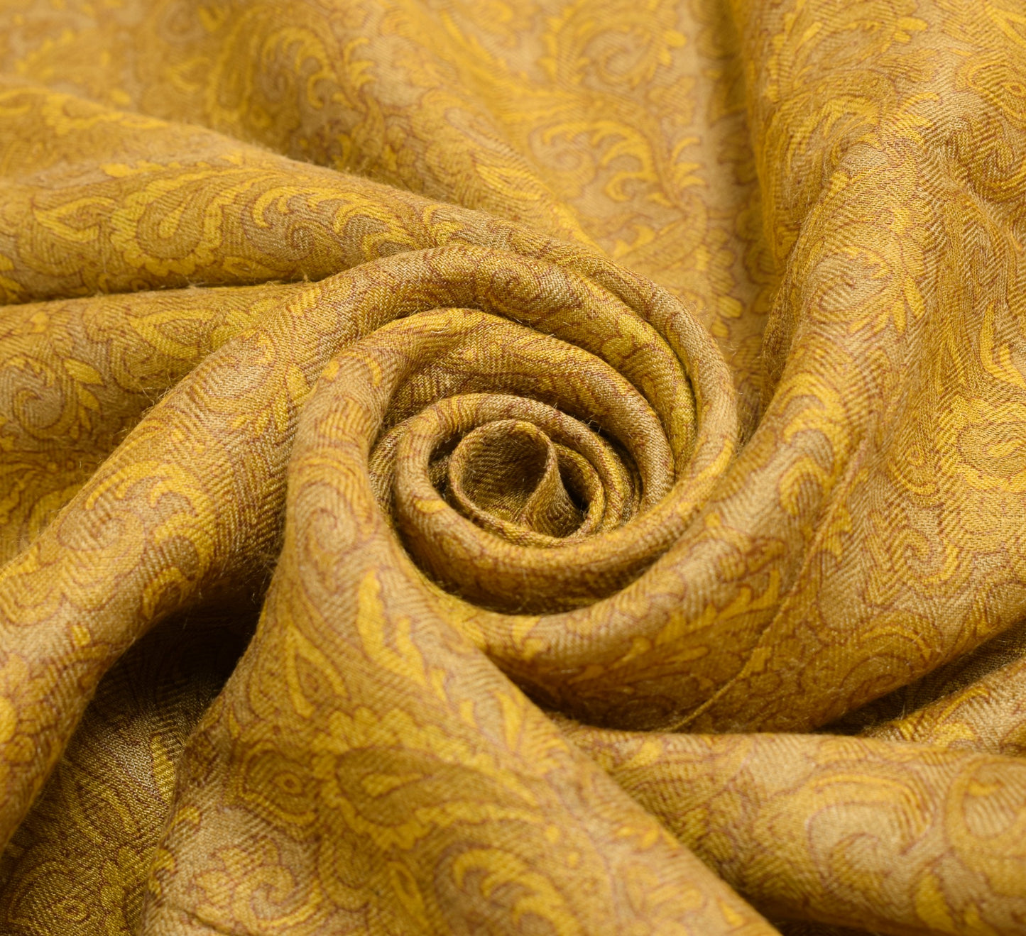 Sushila Vintage Pure Woolen Saree Light Green Floral Printed Indian Sari Fabric