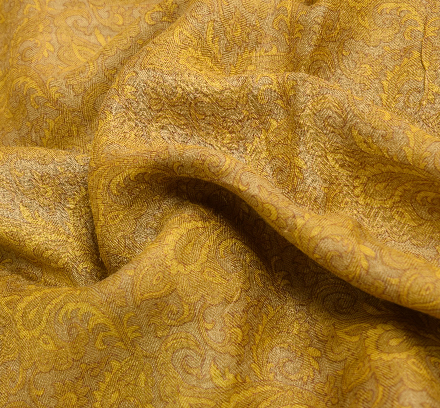 Sushila Vintage Pure Woolen Saree Light Green Floral Printed Indian Sari Fabric