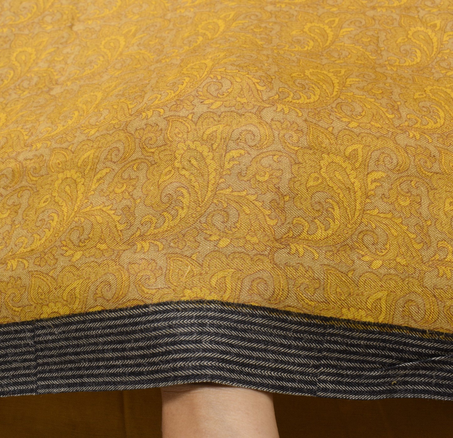 Sushila Vintage Pure Woolen Saree Light Green Floral Printed Indian Sari Fabric