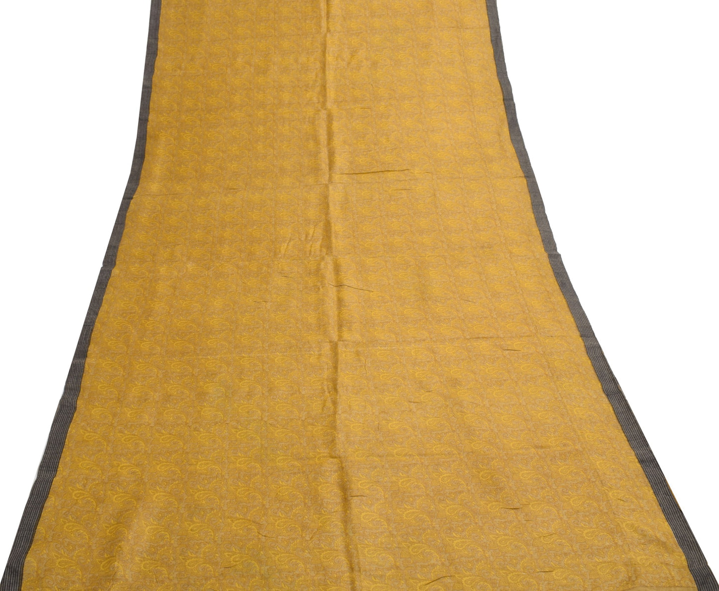 Sushila Vintage Pure Woolen Saree Light Green Floral Printed Indian Sari Fabric