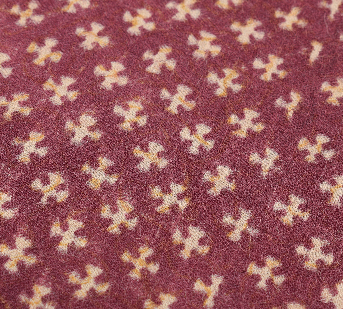 Sushila Vintage Maroon Soft Saree Pure Woolen Hand Block Printed 5YD Sari Fabric