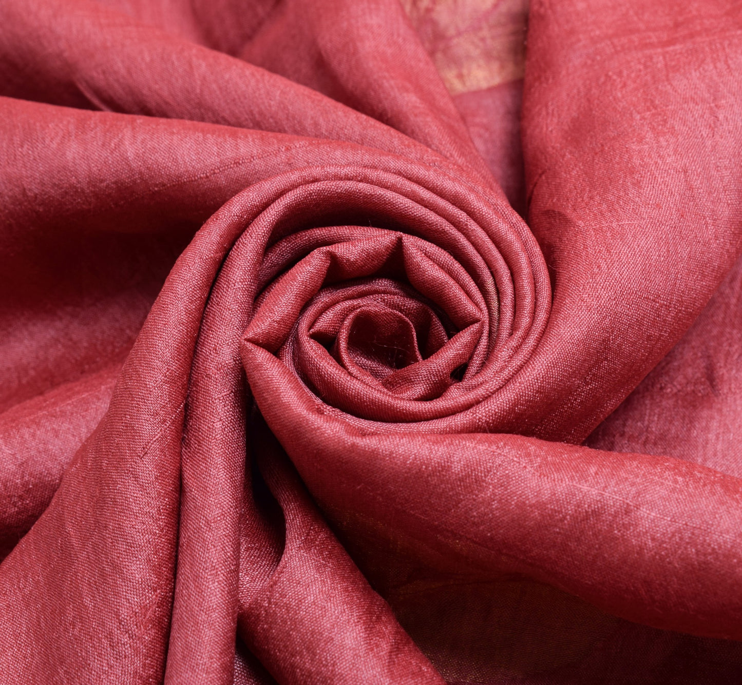 Sushila Vintage Bricks Red Saree Pure Tussar Silk Woven Soft Sari Craft Fabric