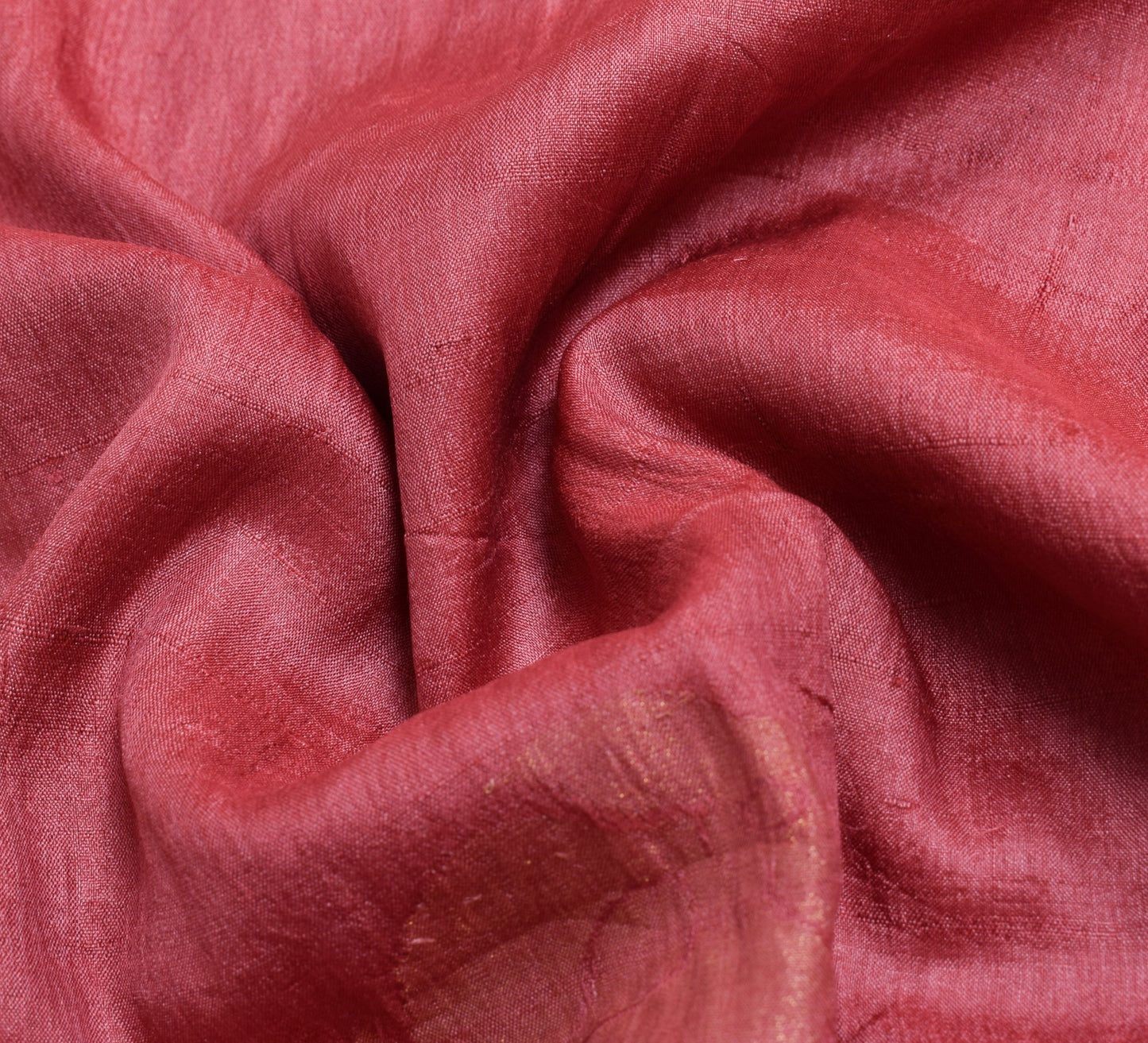 Sushila Vintage Bricks Red Saree Pure Tussar Silk Woven Soft Sari Craft Fabric