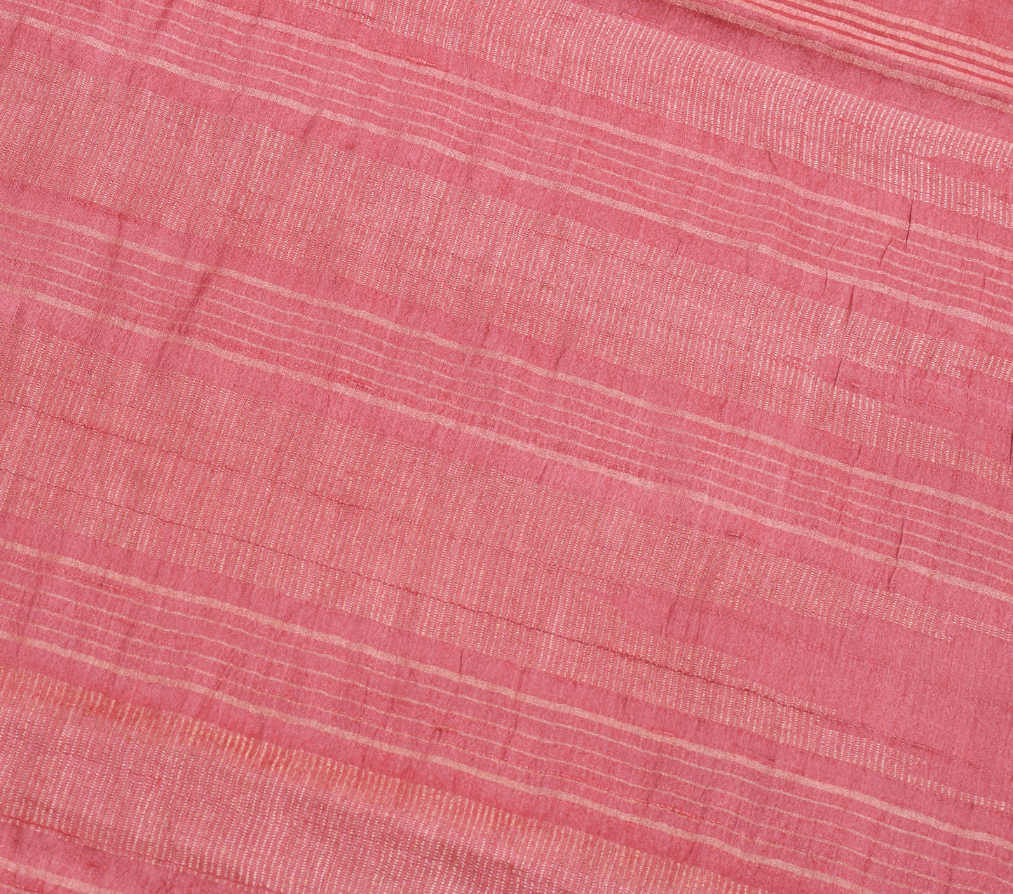 Sushila Vintage Bricks Red Saree Pure Tussar Silk Woven Soft Sari Craft Fabric