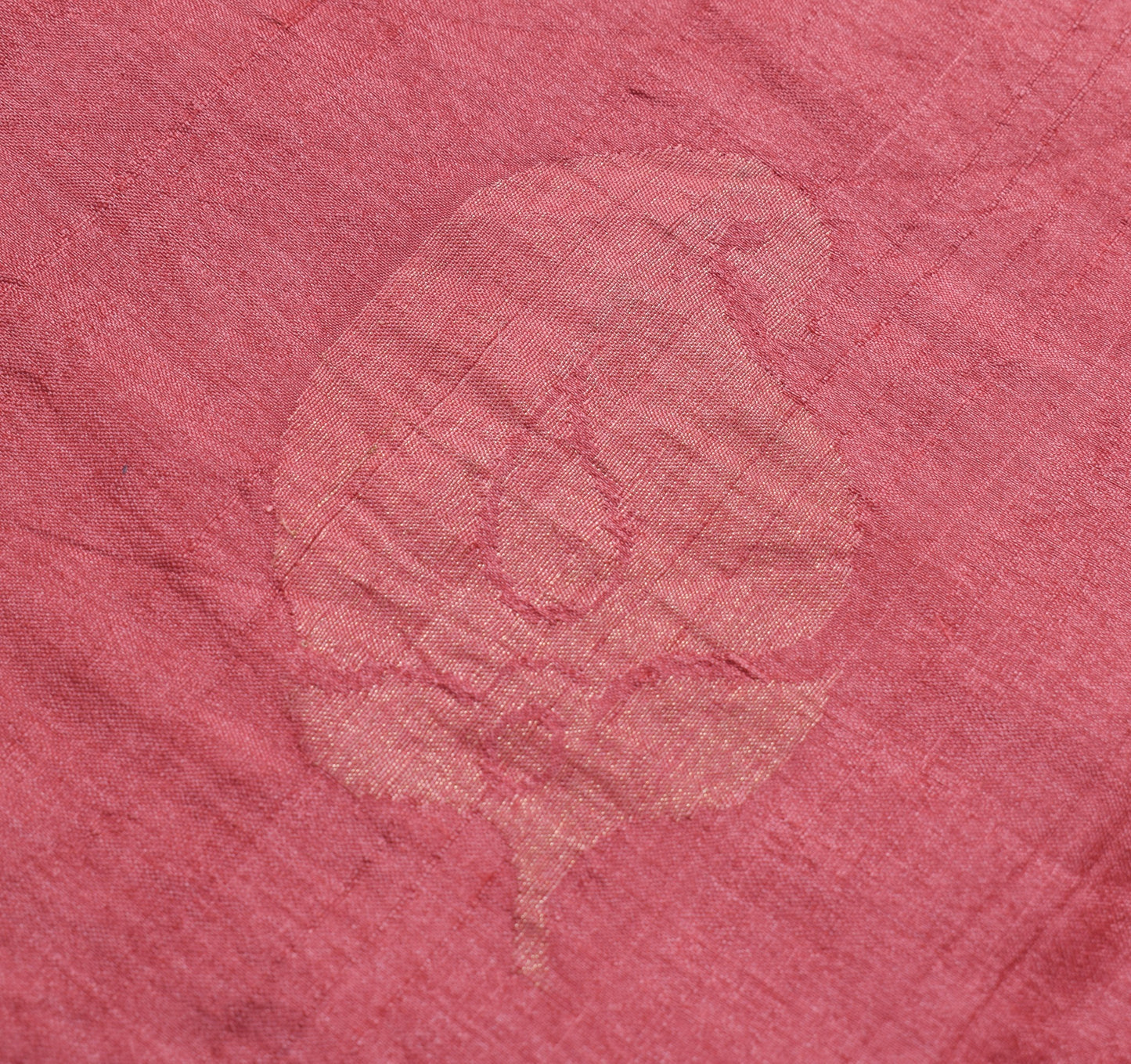 Sushila Vintage Bricks Red Saree Pure Tussar Silk Woven Soft Sari Craft Fabric