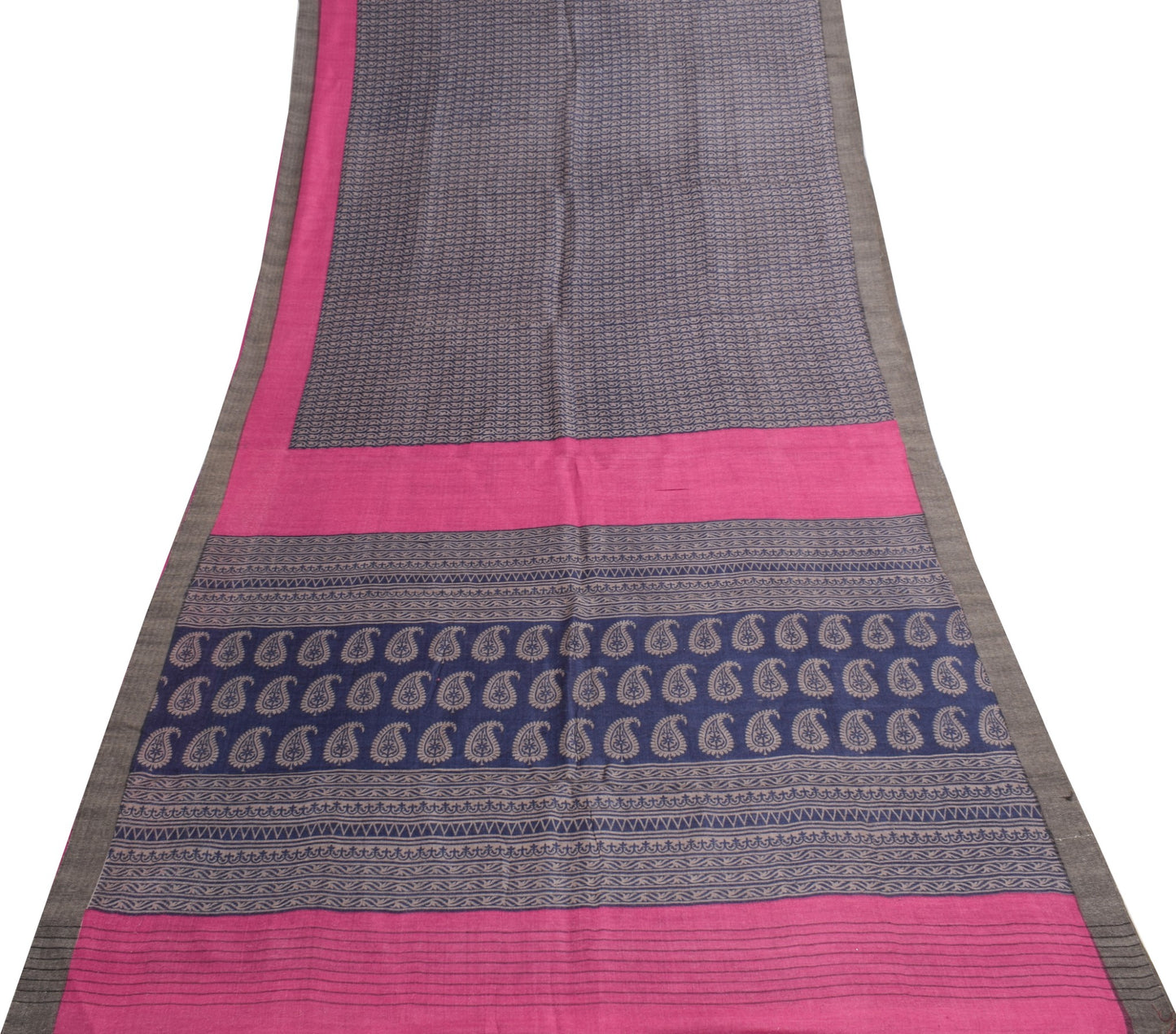 Sushila Vintage Blue Branded Saree Pure Woolen Printed & Woven Soft Sari Fabric