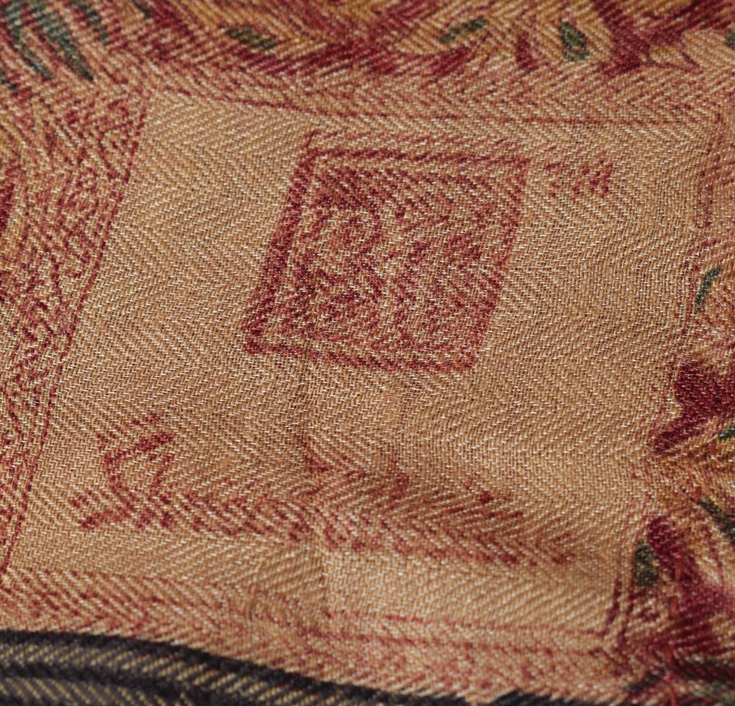 Sushila Vintage Pure Woolen Saree Hand Block Printed Maroon Branded Sari Fabric