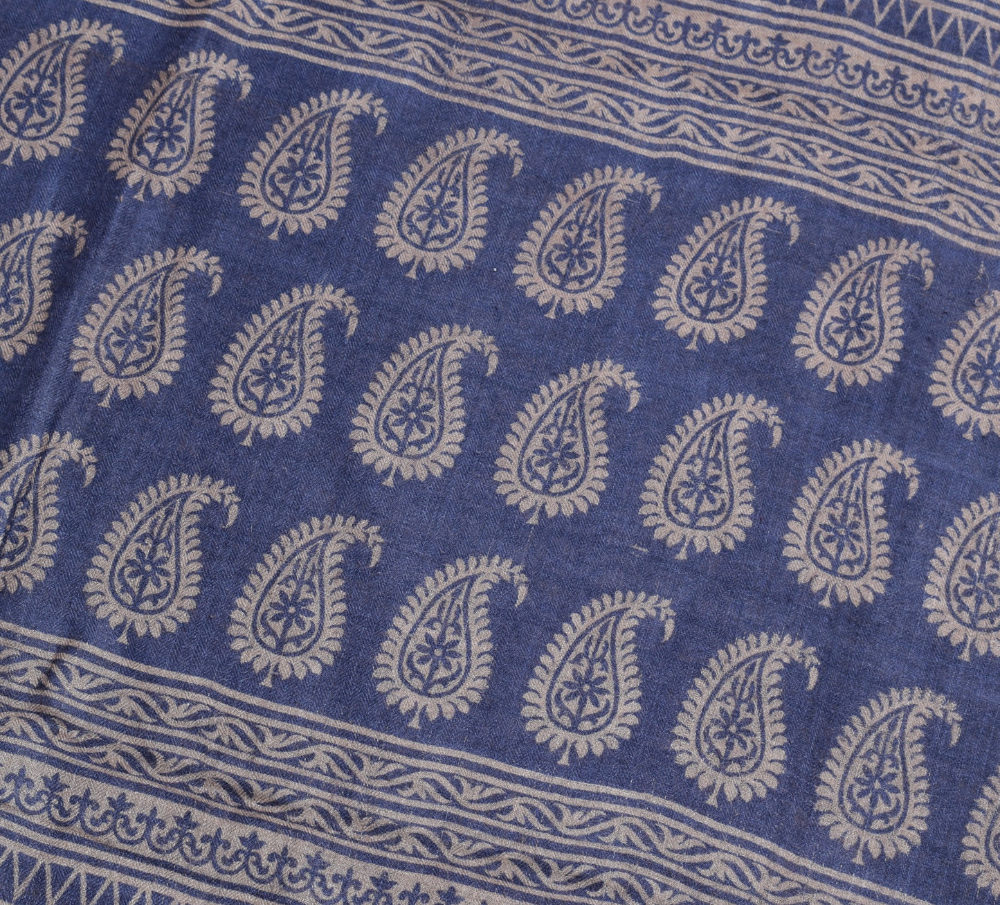 Sushila Vintage Blue Branded Saree Pure Woolen Printed & Woven Soft Sari Fabric