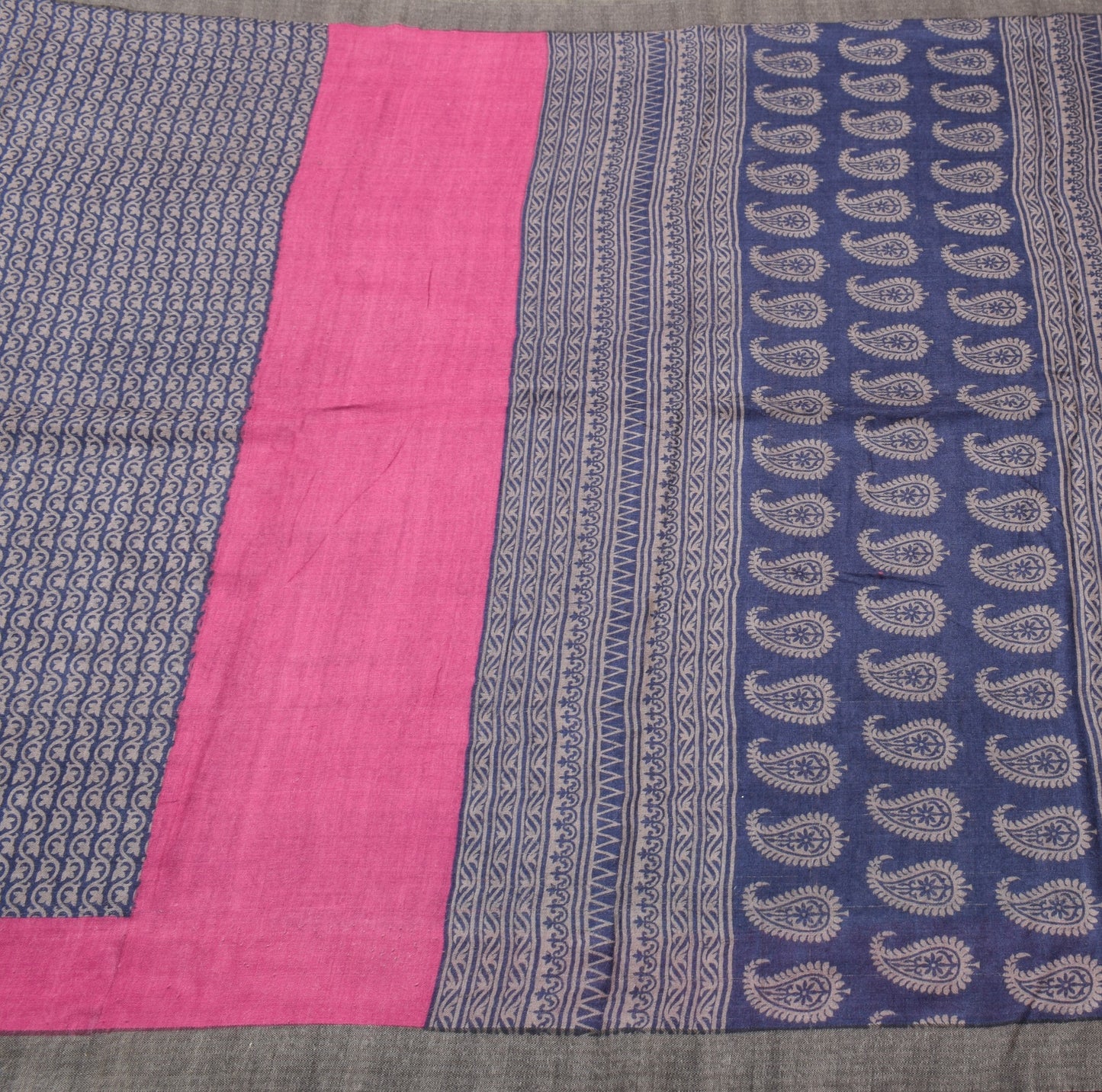 Sushila Vintage Blue Branded Saree Pure Woolen Printed & Woven Soft Sari Fabric