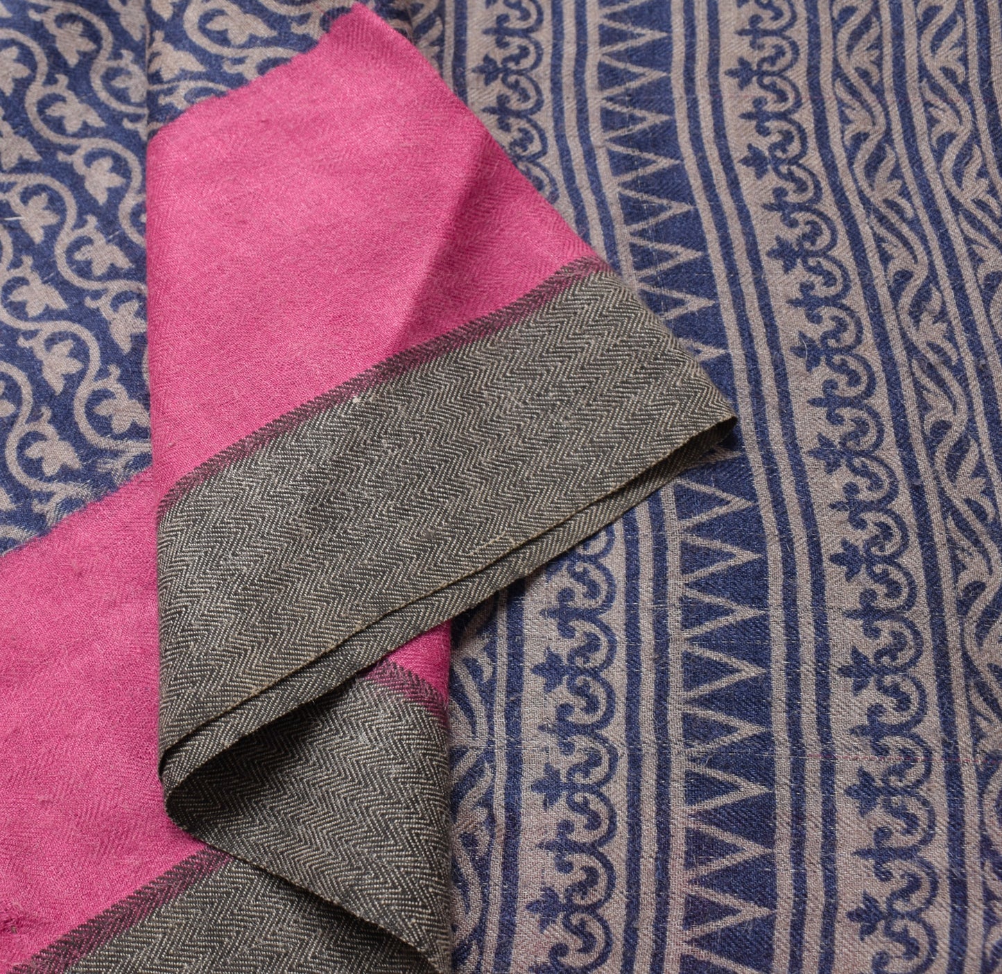 Sushila Vintage Blue Branded Saree Pure Woolen Printed & Woven Soft Sari Fabric