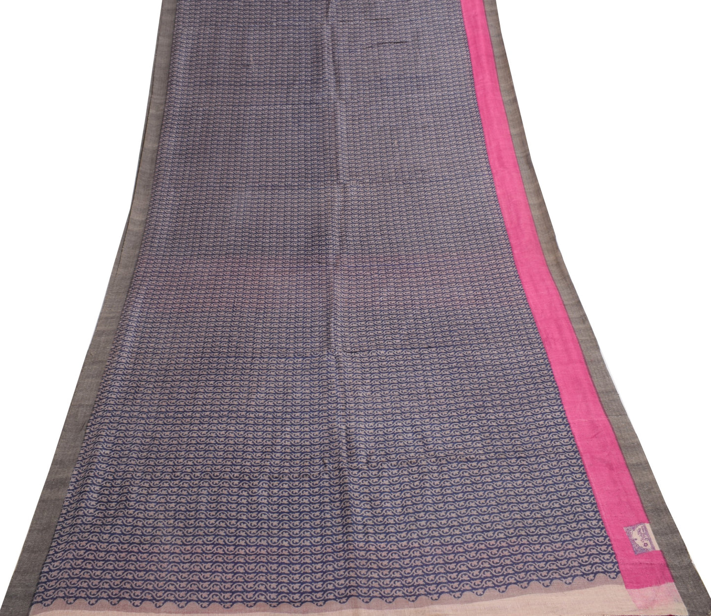 Sushila Vintage Blue Branded Saree Pure Woolen Printed & Woven Soft Sari Fabric