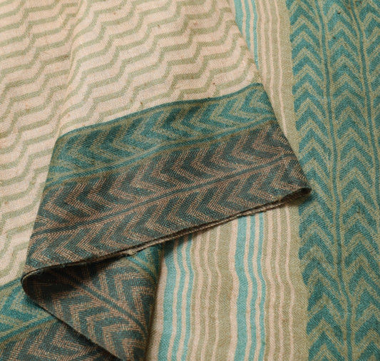 Sushila Vintage Cream Pure Woolen Saree Printed & Woven Soft Branded Sari Fabric