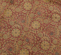 Sushila Vintage Pure Woolen Saree Hand Block Printed Maroon Branded Sari Fabric