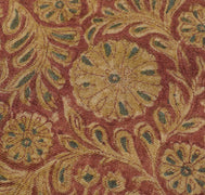 Sushila Vintage Pure Woolen Saree Hand Block Printed Maroon Branded Sari Fabric