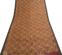 Sushila Vintage Pure Woolen Saree Hand Block Printed Maroon Branded Sari Fabric