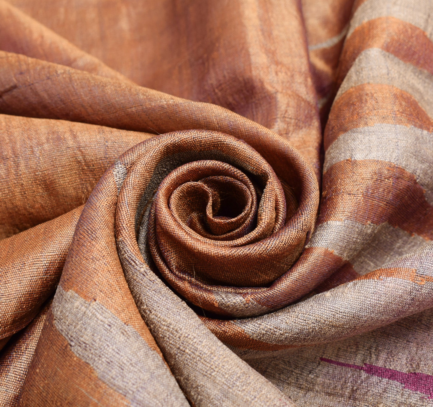 Sushila Vintage Handloom Saree 100% Pure Khadi Silk Temple Designed Sari Fabric