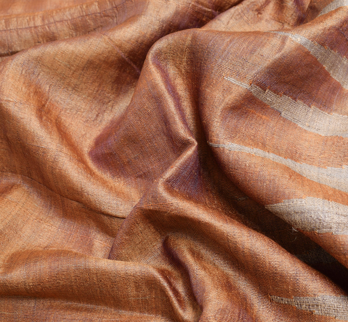 Sushila Vintage Handloom Saree 100% Pure Khadi Silk Temple Designed Sari Fabric