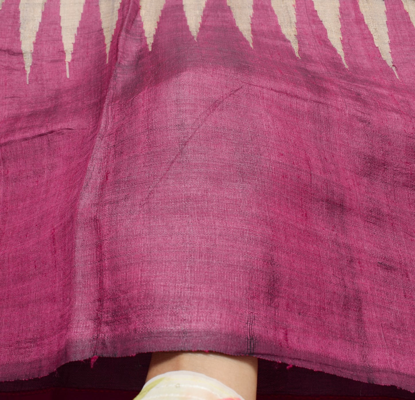 Sushila Vintage Handloom Saree 100% Pure Khadi Silk Temple Designed Sari Fabric