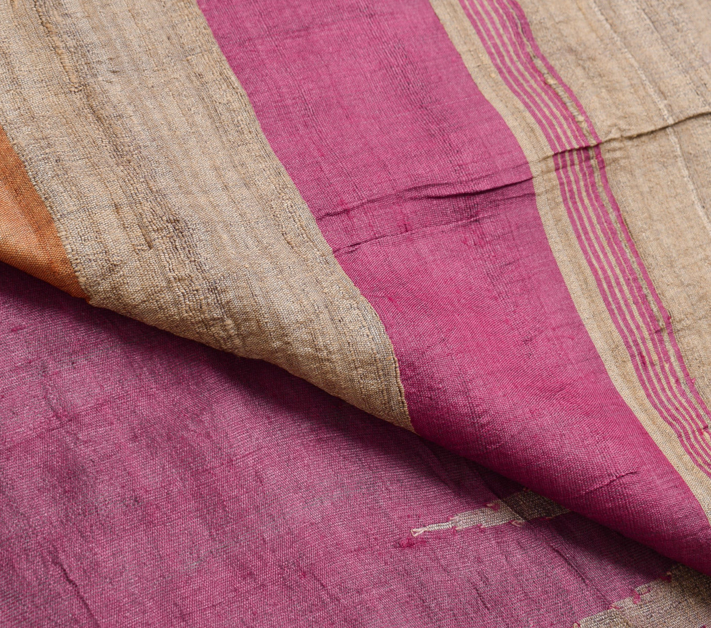 Sushila Vintage Handloom Saree 100% Pure Khadi Silk Temple Designed Sari Fabric