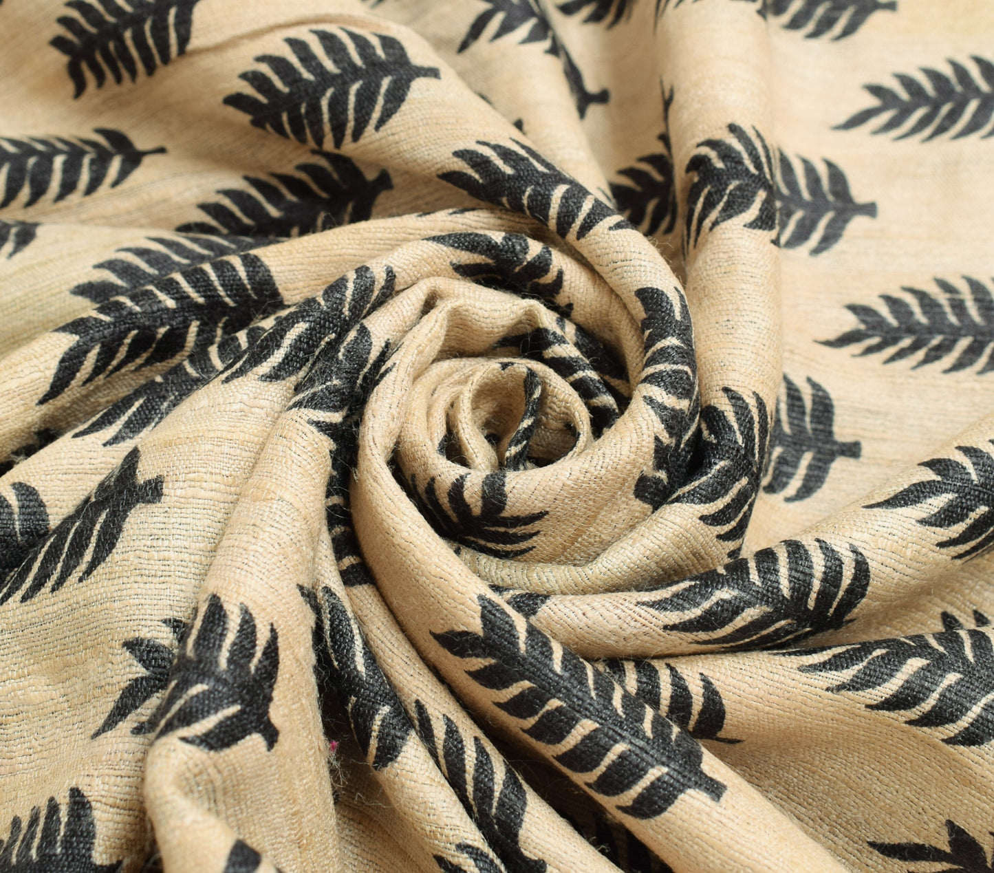 Sushila Vintage Pure Khadi Silk Saree Cream Printed & Woven Handloom Sari Fabric