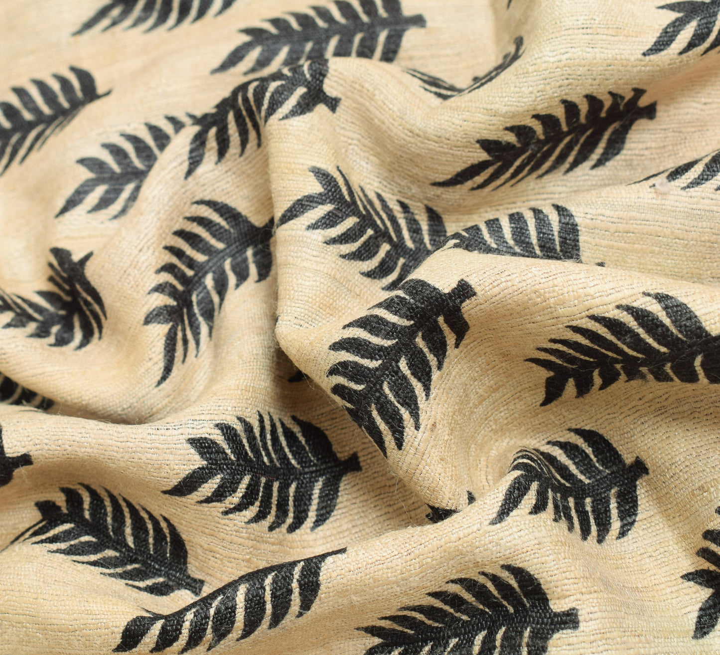 Sushila Vintage Pure Khadi Silk Saree Cream Printed & Woven Handloom Sari Fabric