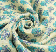 Sushila Vintage Cream Saree 100% Pure Woolen Soft Printed & Woven Sari Fabric