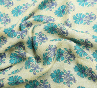 Sushila Vintage Cream Saree 100% Pure Woolen Soft Printed & Woven Sari Fabric