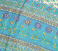 Sushila Vintage Cream Saree 100% Pure Woolen Soft Printed & Woven Sari Fabric