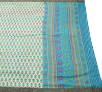 Sushila Vintage Cream Saree 100% Pure Woolen Soft Printed & Woven Sari Fabric
