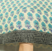 Sushila Vintage Cream Saree 100% Pure Woolen Soft Printed & Woven Sari Fabric