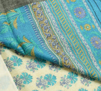 Sushila Vintage Cream Saree 100% Pure Woolen Soft Printed & Woven Sari Fabric