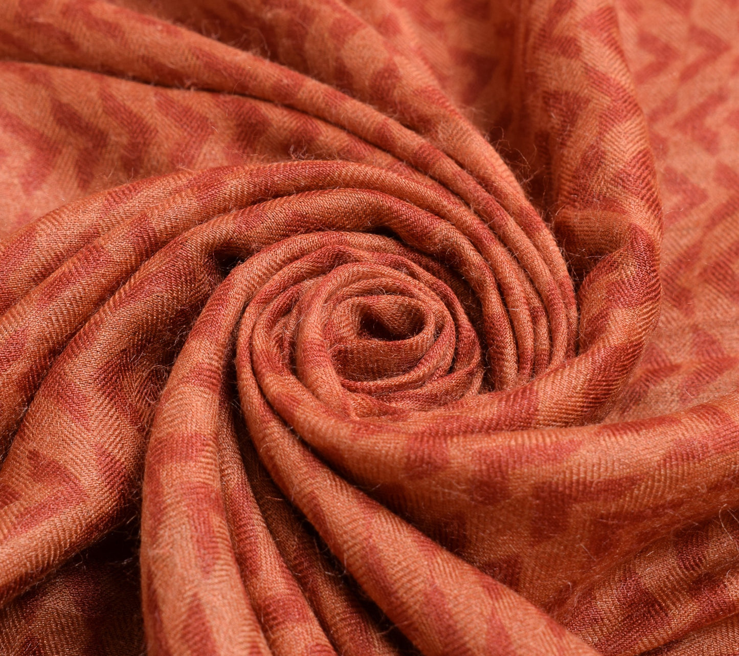 Sushila Vintage Rust Branded Saree Pure Woolen Hand Block Print Soft Sari Fabric