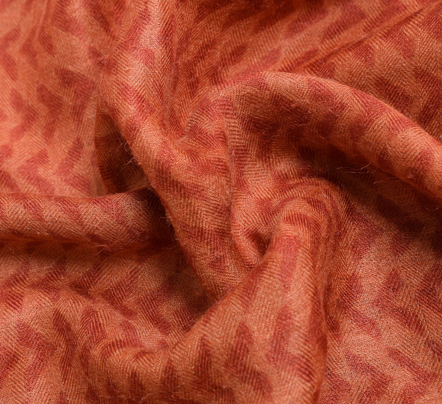 Sushila Vintage Rust Branded Saree Pure Woolen Hand Block Print Soft Sari Fabric