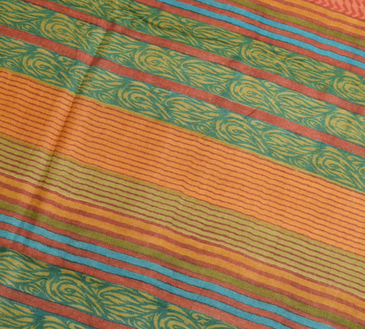 Sushila Vintage Rust Branded Saree Pure Woolen Hand Block Print Soft Sari Fabric