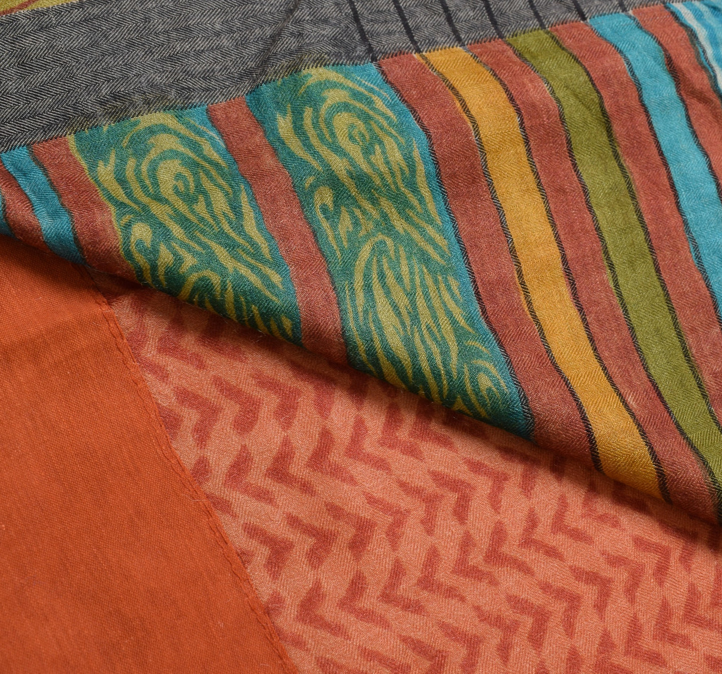 Sushila Vintage Rust Branded Saree Pure Woolen Hand Block Print Soft Sari Fabric