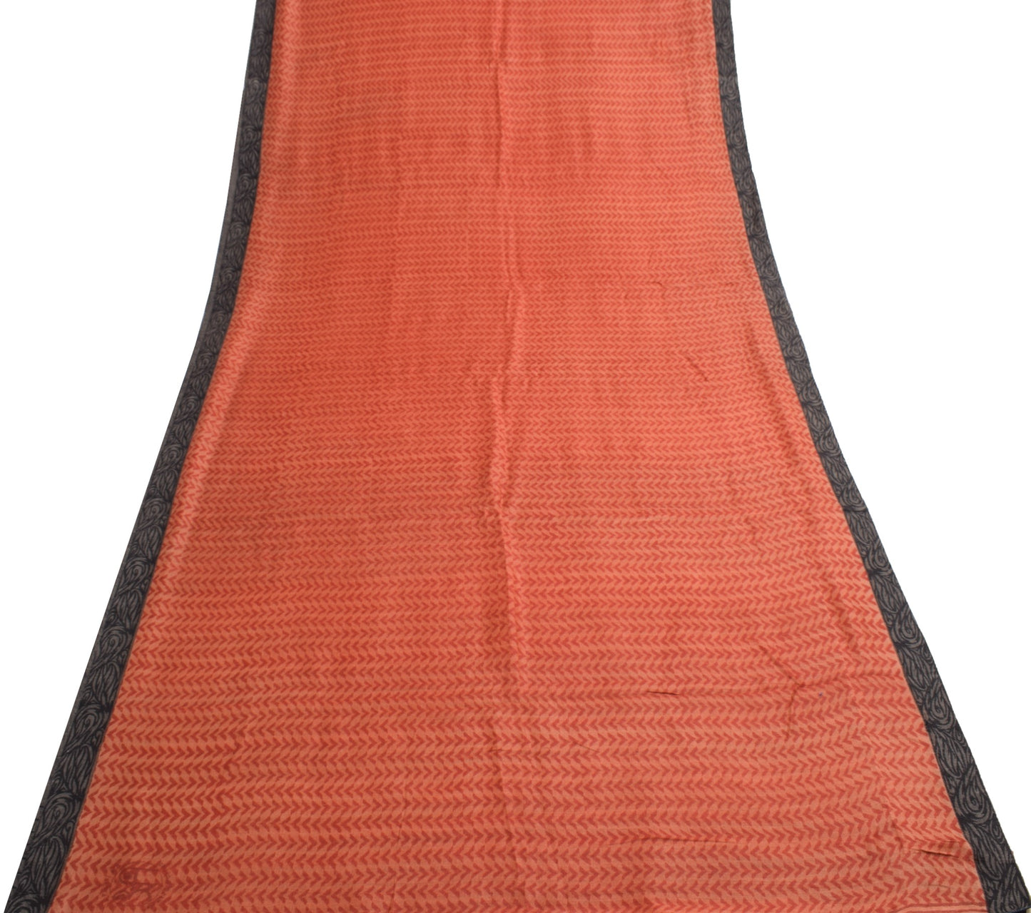 Sushila Vintage Rust Branded Saree Pure Woolen Hand Block Print Soft Sari Fabric