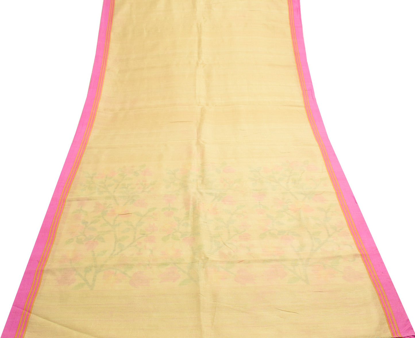 Sushila Vintage Handloom Brown Saree Cotton Muslin Dhakai Jamdani Sari Fabric