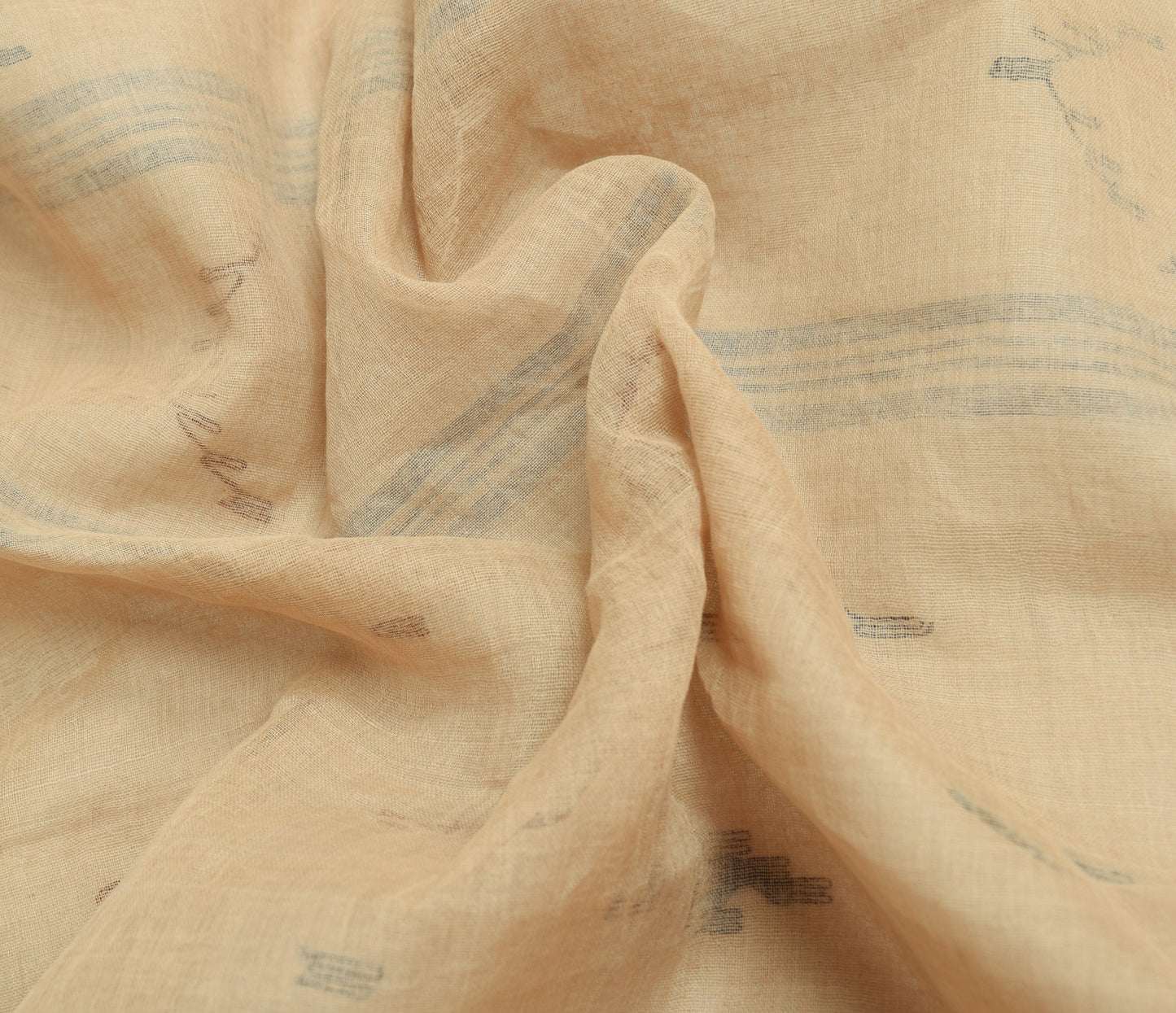 Sushila Vintage Brown Saree Bengal Tant Woven Handloom Pure Cotton Saree Fabric