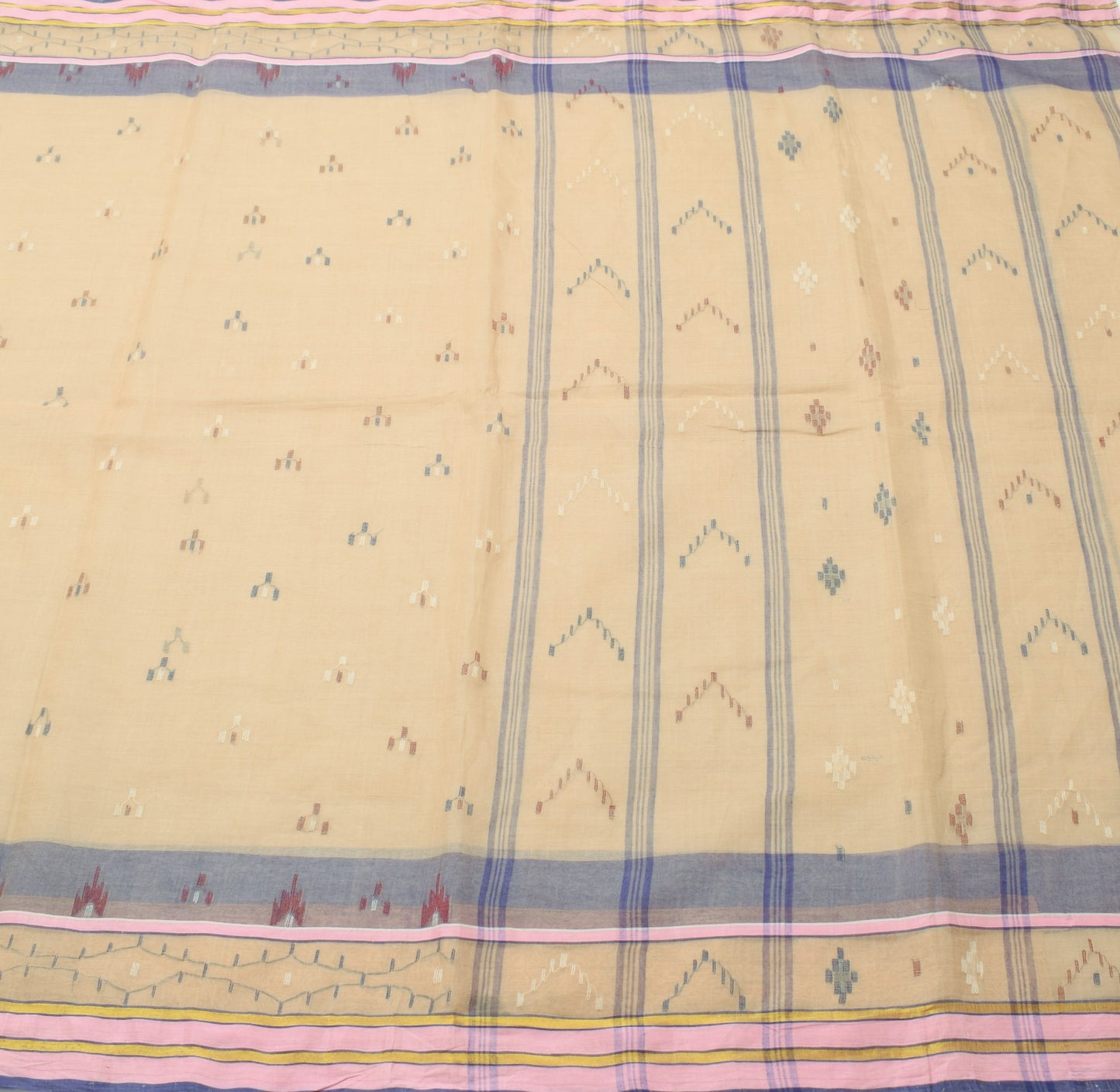 Sushila Vintage Brown Saree Bengal Tant Woven Handloom Pure Cotton Saree Fabric