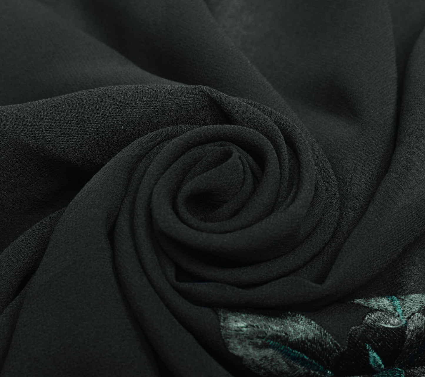 Sushila Vintage Black Floral Saree Pure Georgette Silk Embroidered Sari Fabric