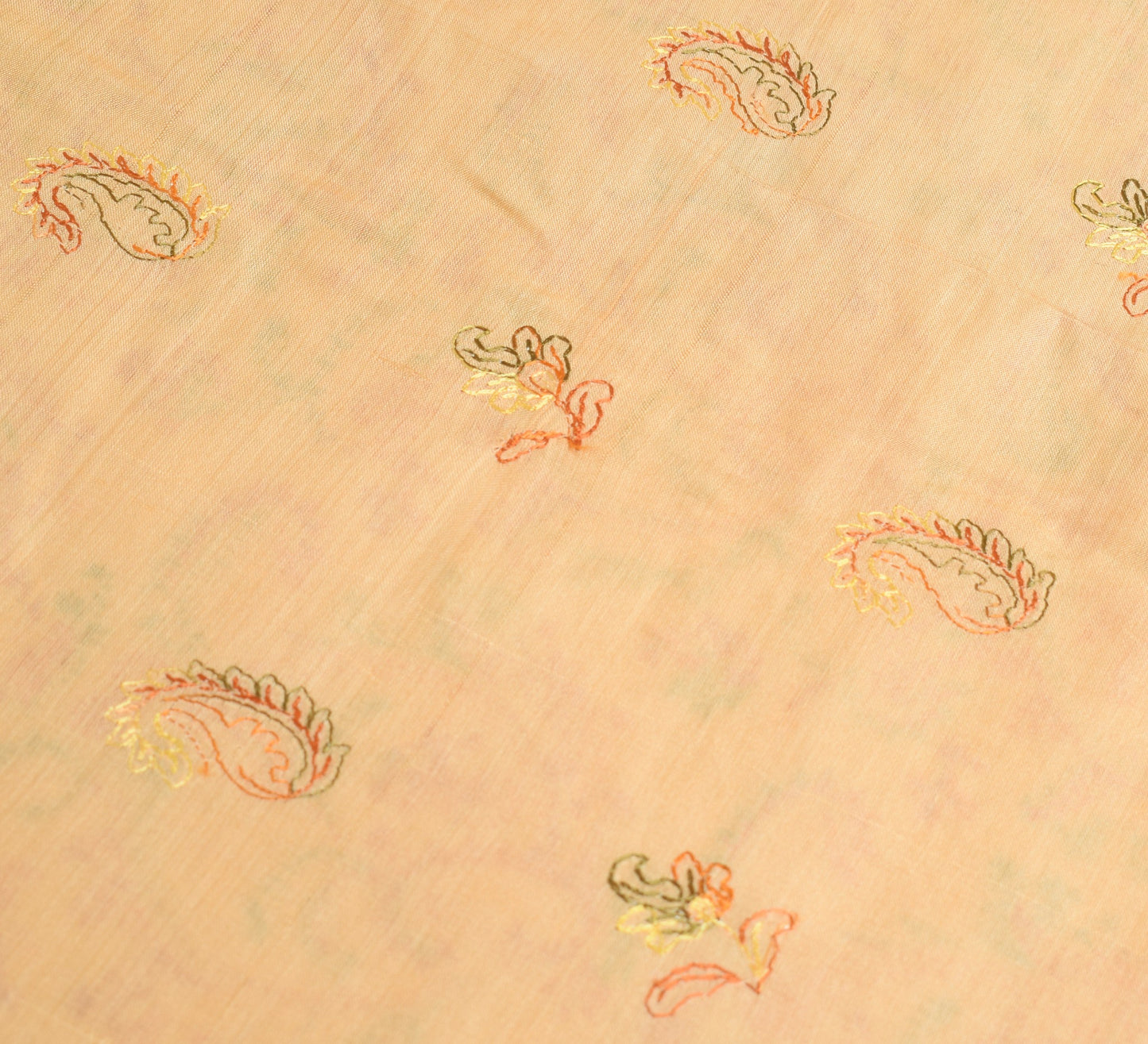 Sushila Vintage Beige Saree Woven Embroidered Pure Tussar Silk Soft Sari Fabric