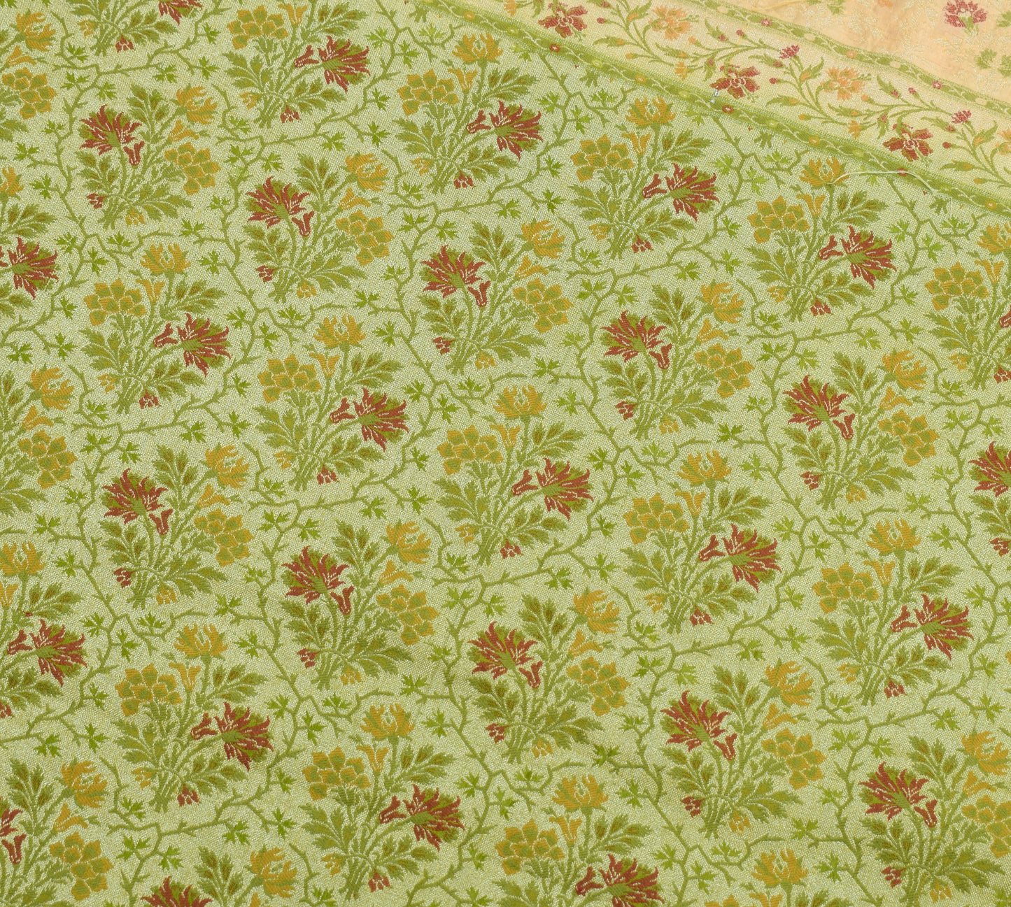 Sushila Vintage Beige Saree Woven Embroidered Pure Tussar Silk Soft Sari Fabric