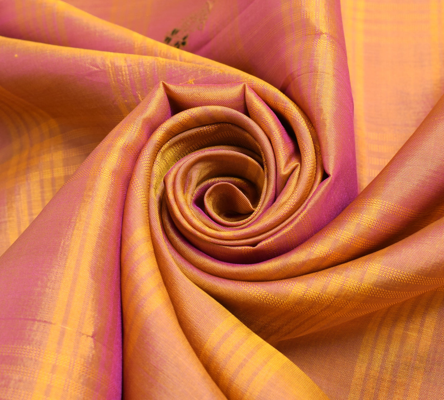 Sushila Vintage Pink Orange Saree Pure Silk Woven Zari Kanjeevaram Sari Fabric