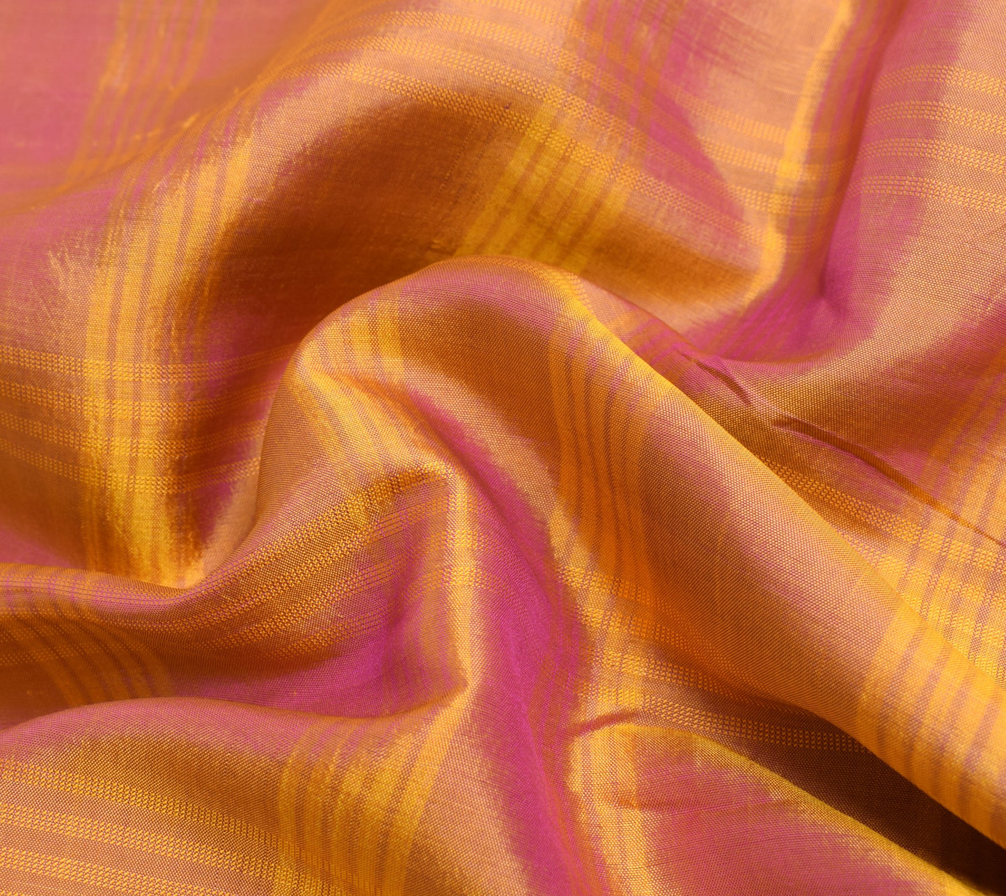 Sushila Vintage Pink Orange Saree Pure Silk Woven Zari Kanjeevaram Sari Fabric