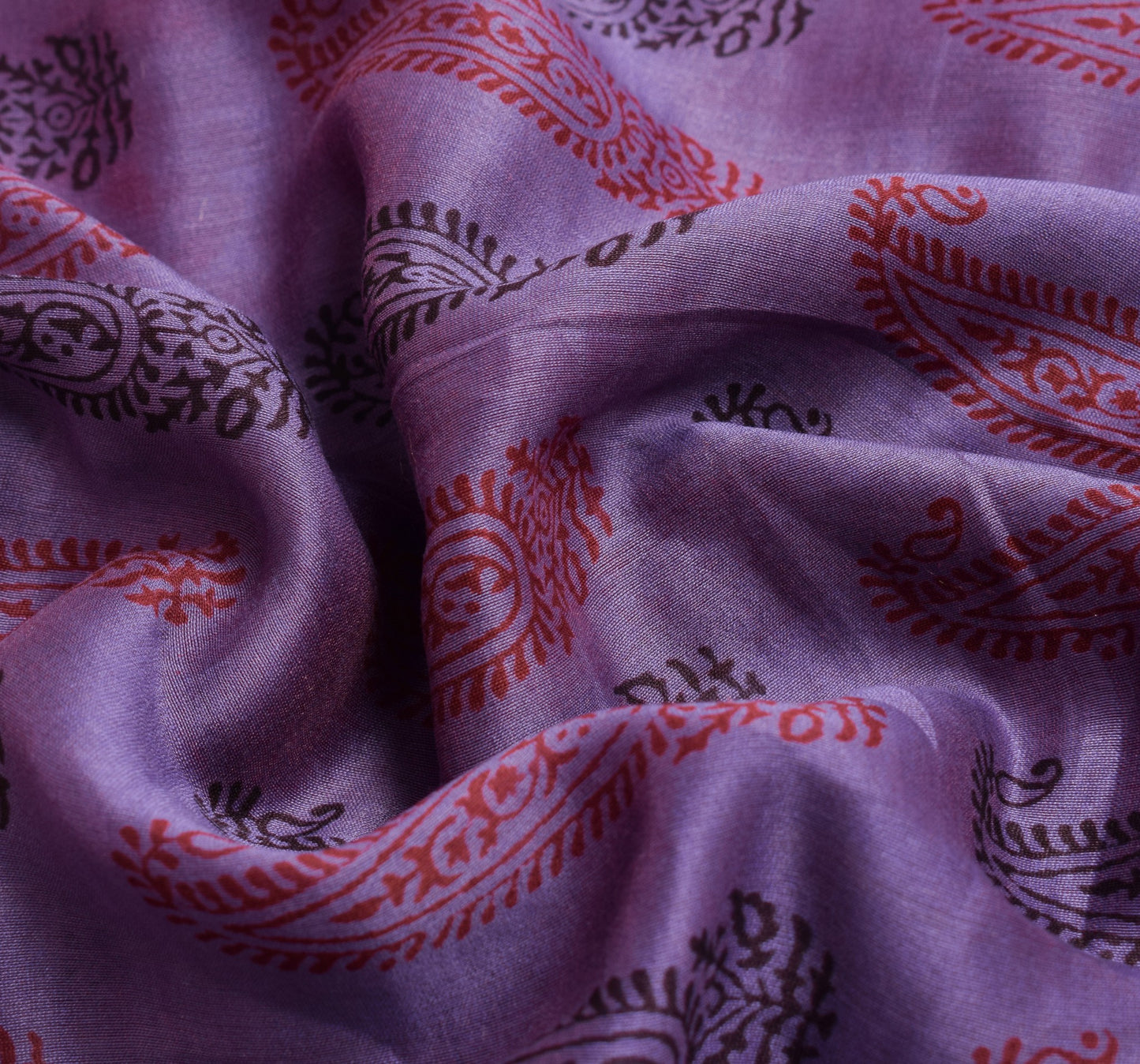 Sushila Vintage Purple Saree Pure Cotton Hand Block Printed Soft Sari Fabric