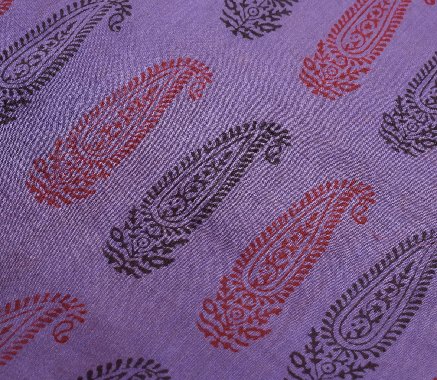 Sushila Vintage Purple Saree Pure Cotton Hand Block Printed Soft Sari Fabric