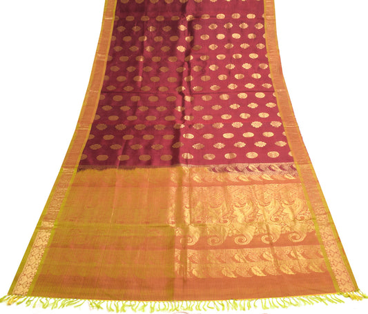 Sushila Vintage Pure South Silk Saree Zari Woven Maroon Wedding Soft Sari Fabric