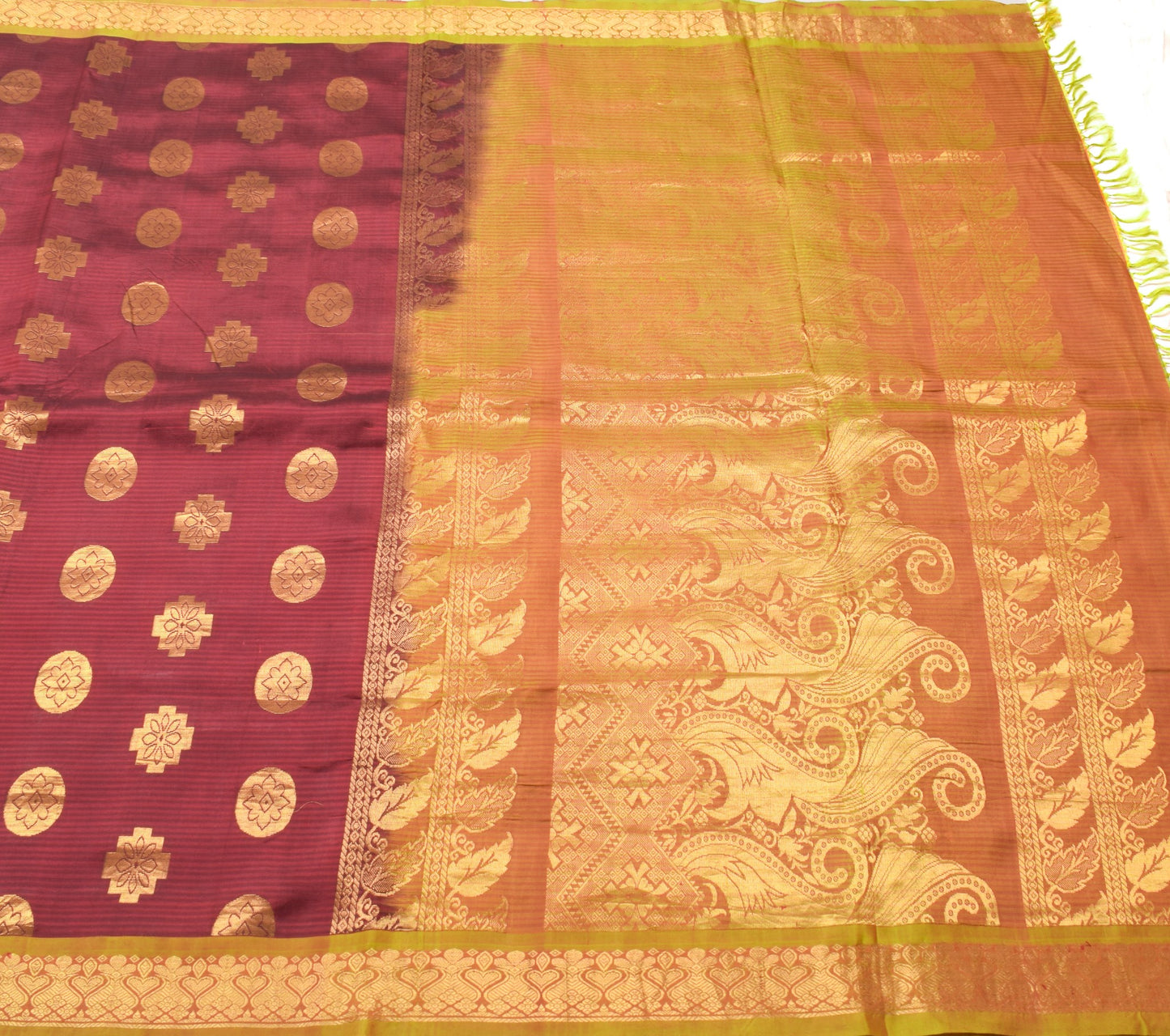 Sushila Vintage Pure South Silk Saree Zari Woven Maroon Wedding Soft Sari Fabric