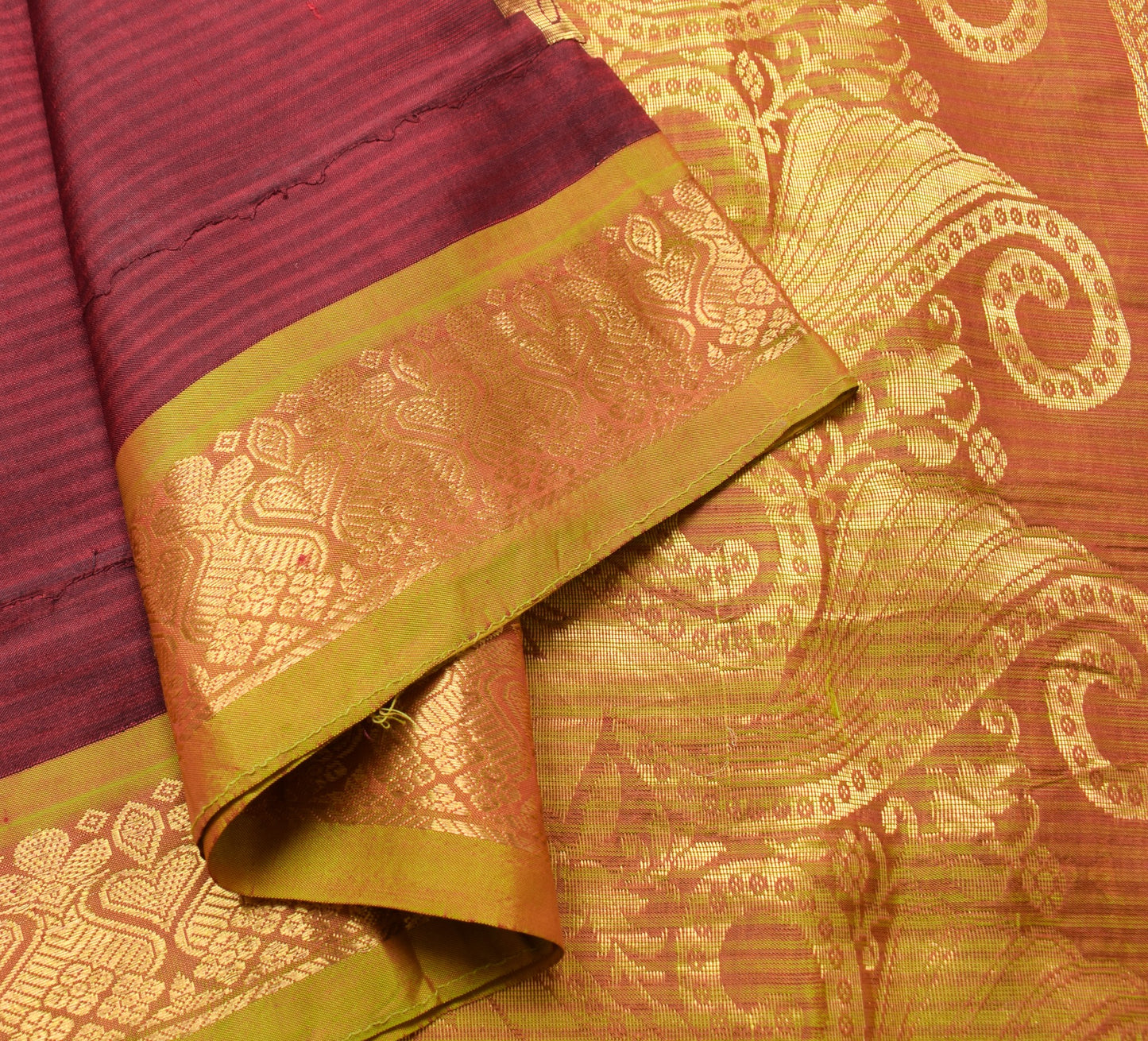 Sushila Vintage Pure South Silk Saree Zari Woven Maroon Wedding Soft Sari Fabric