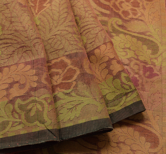 Sushila Vintage Multi-Color Saree Pure Cotton All Over Woven Floral Sari Fabric